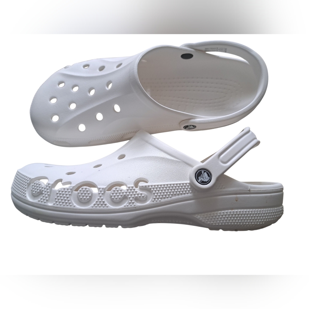 CROCS BAYA Adult clogs slip on shoes white Summer beachy travel lightweight M 12